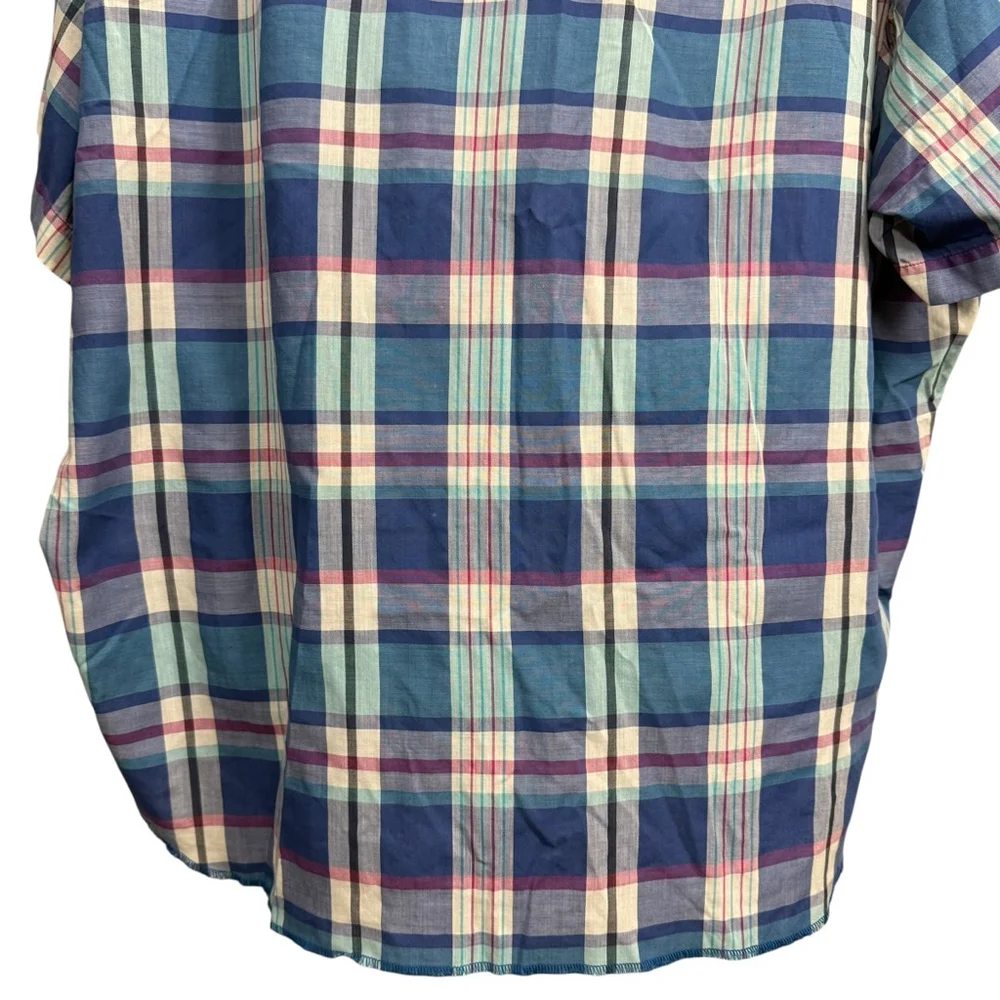 Vintage Y2K Big Man Wrangler Pearl Snap Plaid Western Shirt Size 3X Blue - Picture 7 of 8